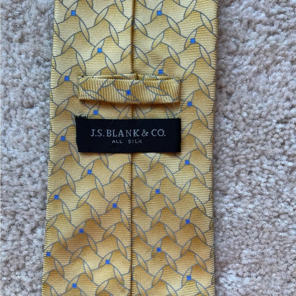 J.S. Black & Co. Men's Yellow 100% Silk Tie - Geometric - EUC - Picture 3 of 5